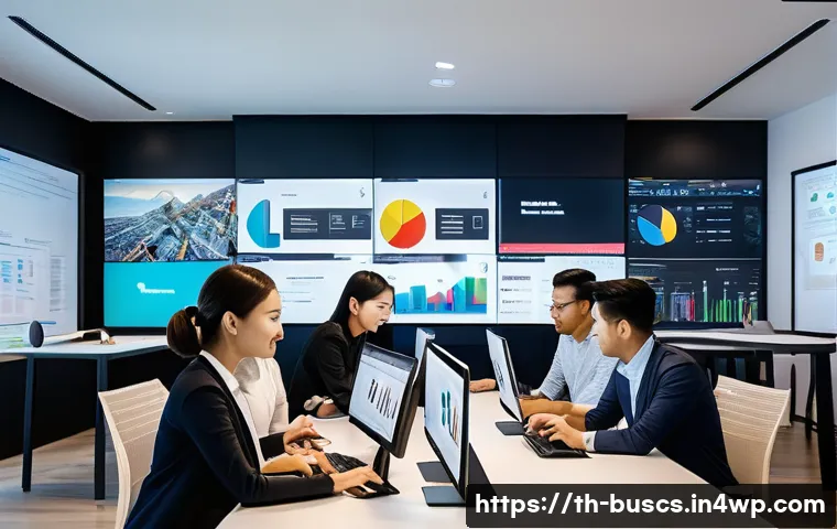 인 미디어 비즈니스의 효율적인 운영 방침 - A modern digital media office environment in Bangkok, Thailand, showing a diverse team of young prof...