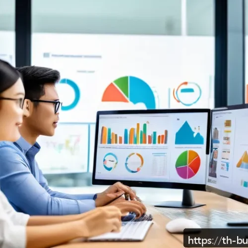 Home 30 인 미디어 비즈니스의 시장 조사 방법 - A modern digital marketing team in a bright Bangkok office, analyzing colorful charts and graphs on ...