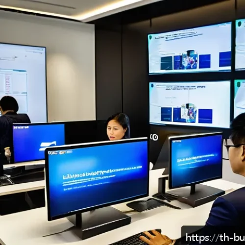 Home 17 인 미디어 비즈니스에서의 위험 관리 - A modern digital media office environment in Bangkok, Thailand, featuring a diverse team of Thai pro...