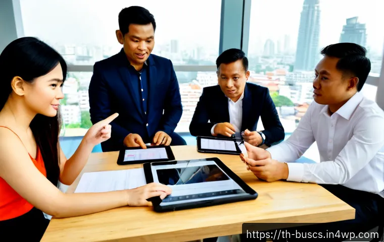 Home 17 인 미디어 비즈니스의 혁신 전략 - Photorealistic Thai digital media strategy meeting in a bright Bangkok coworking office, diverse Tha...
